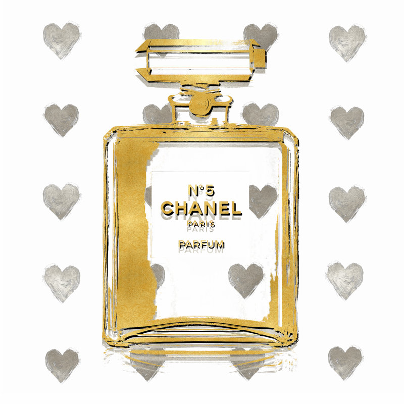 Perfume With Silver Hearts - Wrapped Canvas Print, 76cm H x 76cm W