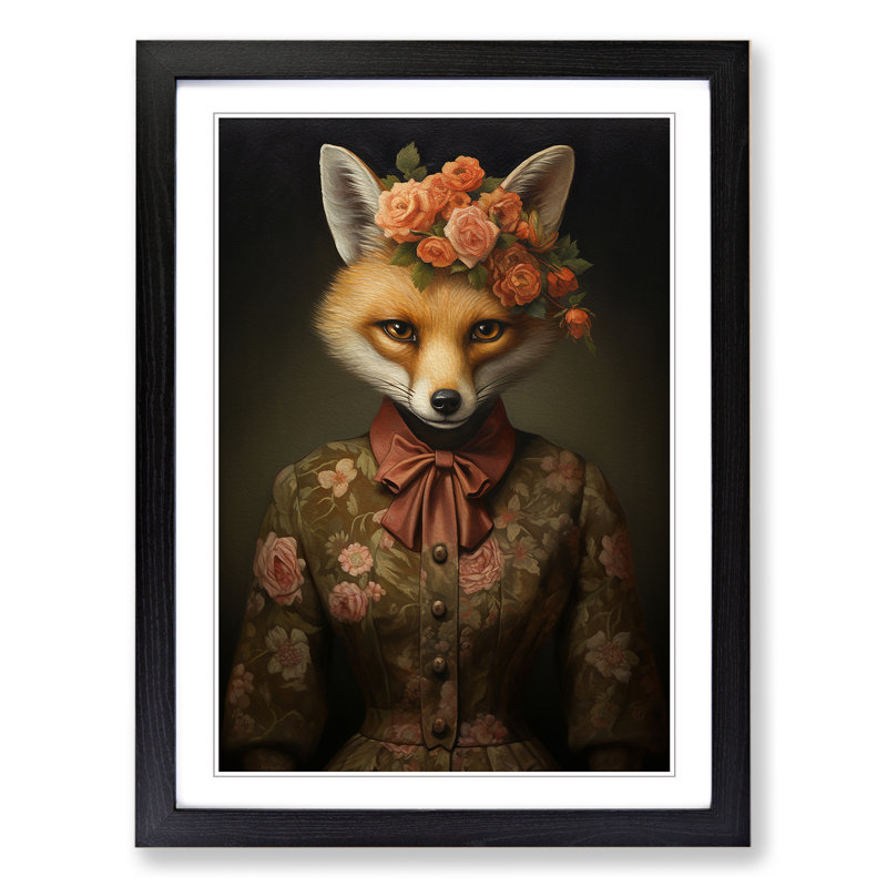 Fox Gothic - Framed Print, 34cm H x 25cm W x 2cm D, Black