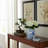 Handcrafted Scenic Ceramic Table Jar with Lid for Home Decor - Rectangular Chinoiserie Tall Jar Perfect for Entryway & Console Styling - Blue & White