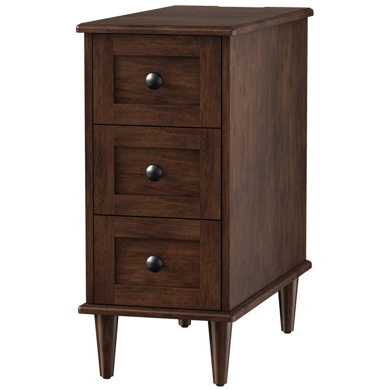 Table de bout avec rangement et prises intégrées pour le salon, table de chevet à 3 tiroirs pour la chambre à coucher, bureau