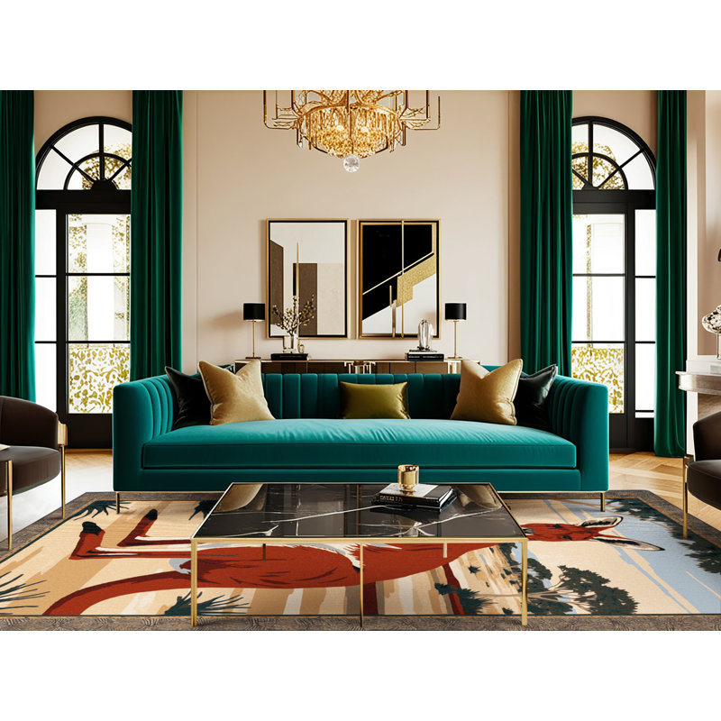 Washable Kangaroo Wildlife Area Rug, Round 3'