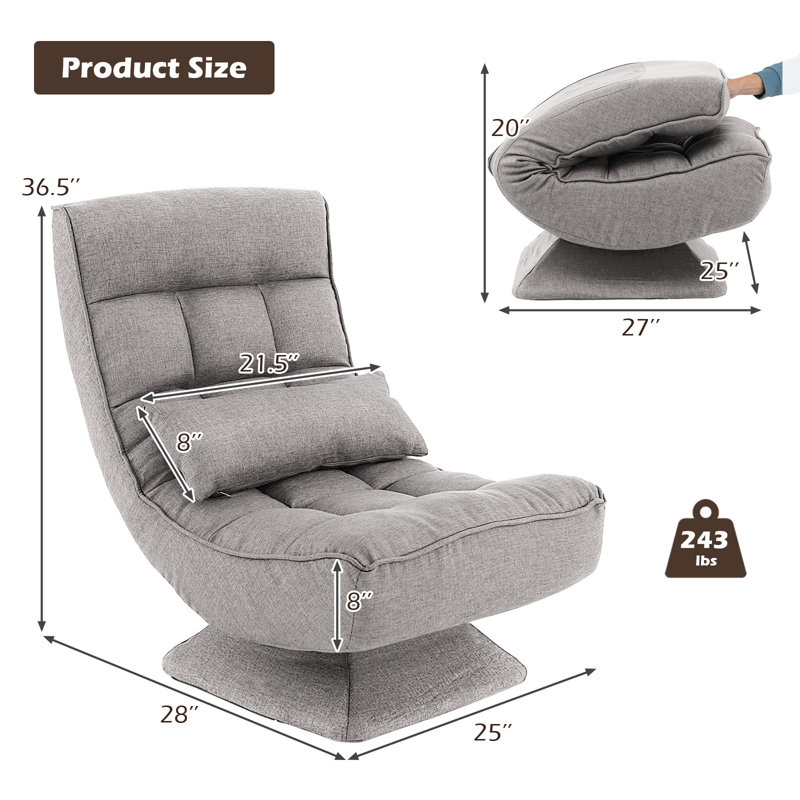 Chaise de jeu inclinable et pivotante Ebern Designs, Gris