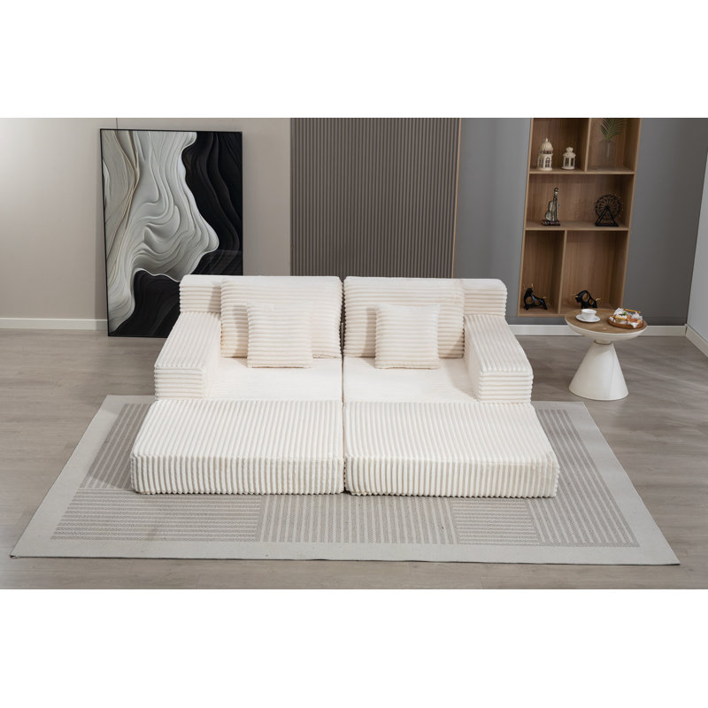 Upholstered Boneless Cloud Sofa, Beige 1