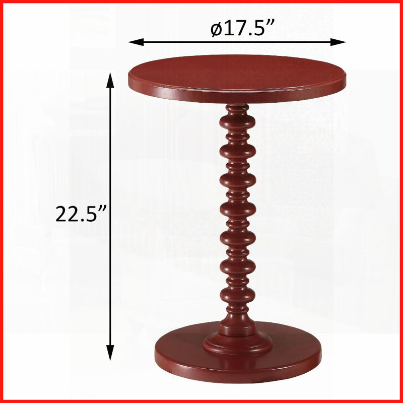 Rouge rond en bois massif & amp; Table basse en panneau de fibres à densité moyenne, piédestal traditionnel, Rouge