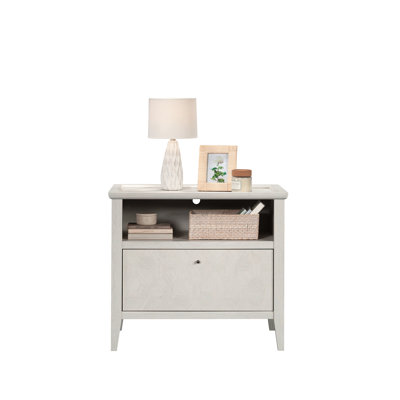 Grey Lateral File, Home Office, Living Room, Study Documents Storage, Spacious Drawer, Letter And Legal Files, Smooth Full Extension Slides, Modern Design, Decorative Pattern, White Tapered Legs,