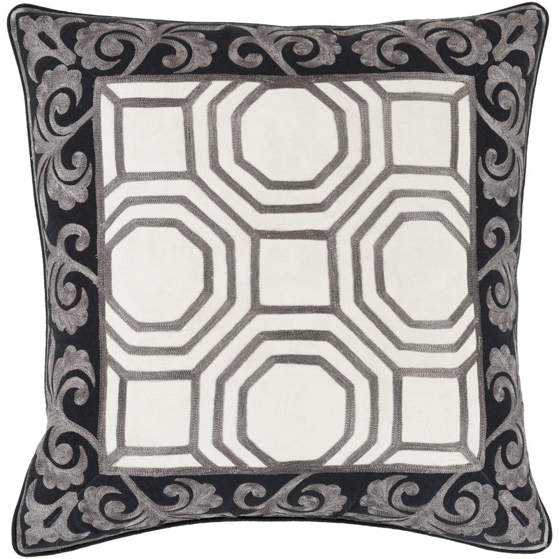  Cotton Throw Pillow Cover & Insert, 20" x 20", Pillow Cover Only - No Insert, Dark Brown/Black