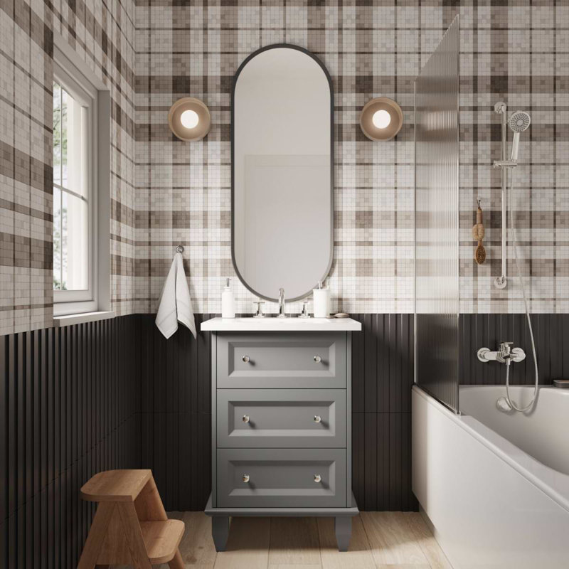 Nora 24" Freestanding Standard Single Bathroom Vanity with Top, Gray