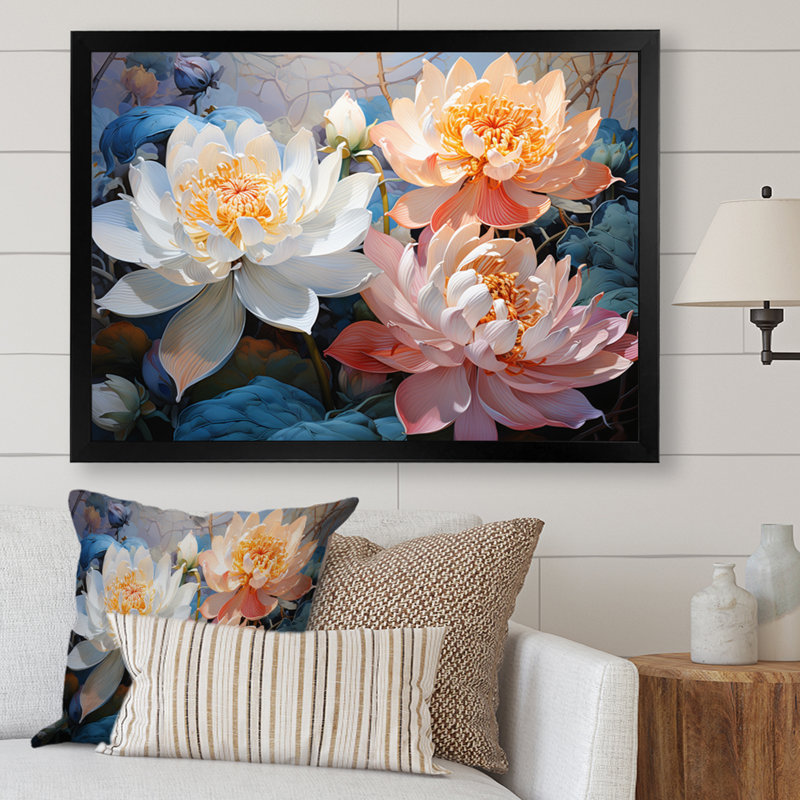 «China Art Graceful Blossoms V», reproduction d'art, Cadre photo noir, H 16 po x l 32 po x P 1 po
