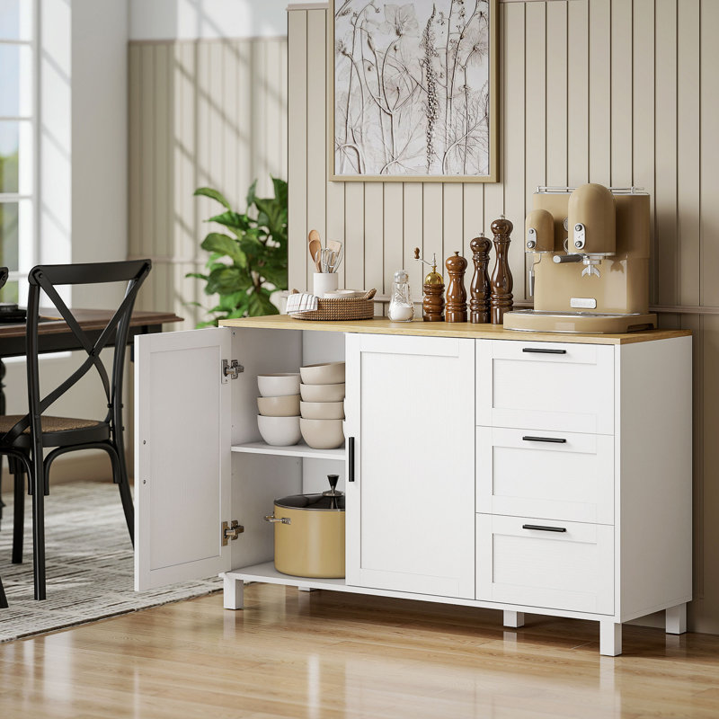 Buffet 47 "avec portes à fermeture douce, buffet moderne, blanc