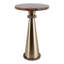 Table d'appoint moderne en métal avec plateau en pierre et base conique, idéale pour un coin lecture - Table d'appoint contemporaine au profil étroit pour le salon - 63,5 cm, couleur or et beige