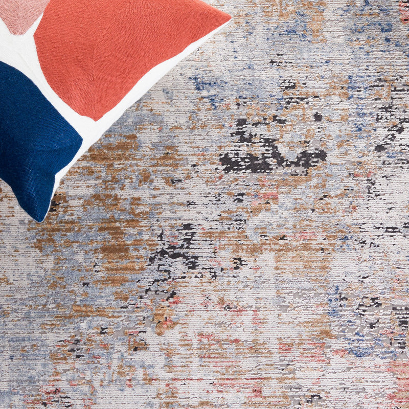 Tapis bleu / rouille, Rectangle 6 pi x 9 pi
