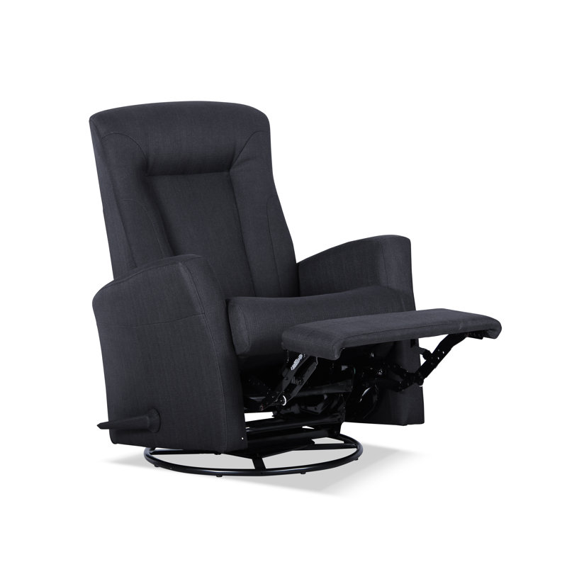 Upholstered Polyester Swivel Recliner, Dark Gray 100% Polyester