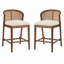 Ensemble de 2 tabourets de comptoir d'intérieur en bois Tatti, finition noyer et revêtement beige-58922538