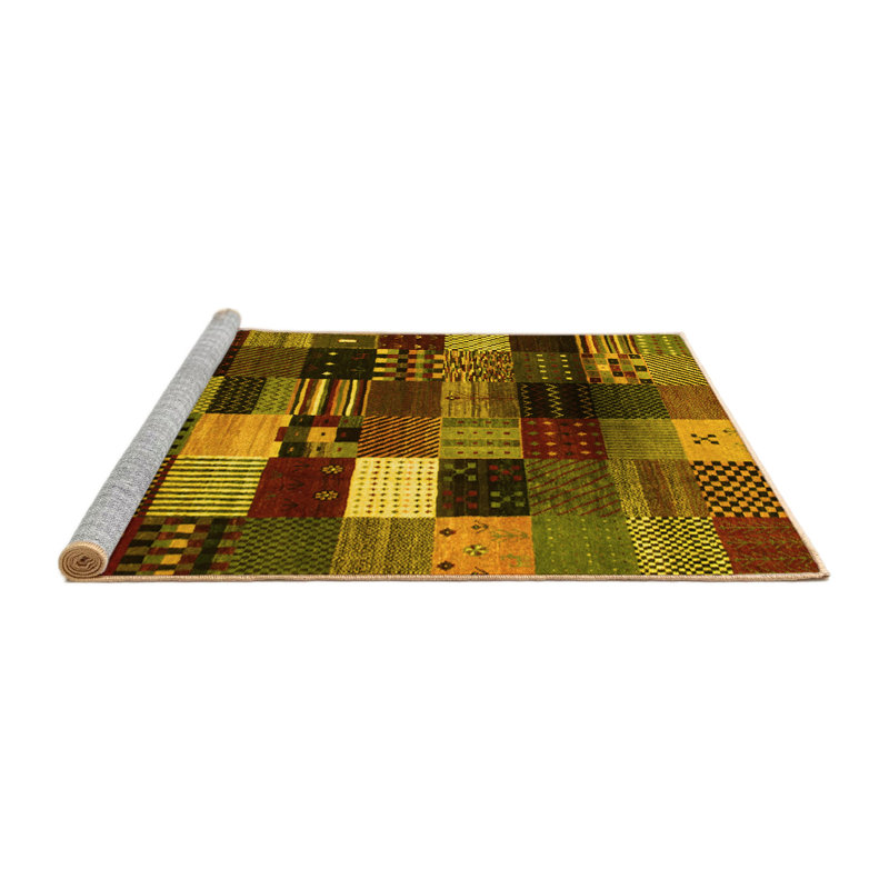 Tapis contemporain contemporain jaune 320, Carré de 6 pi