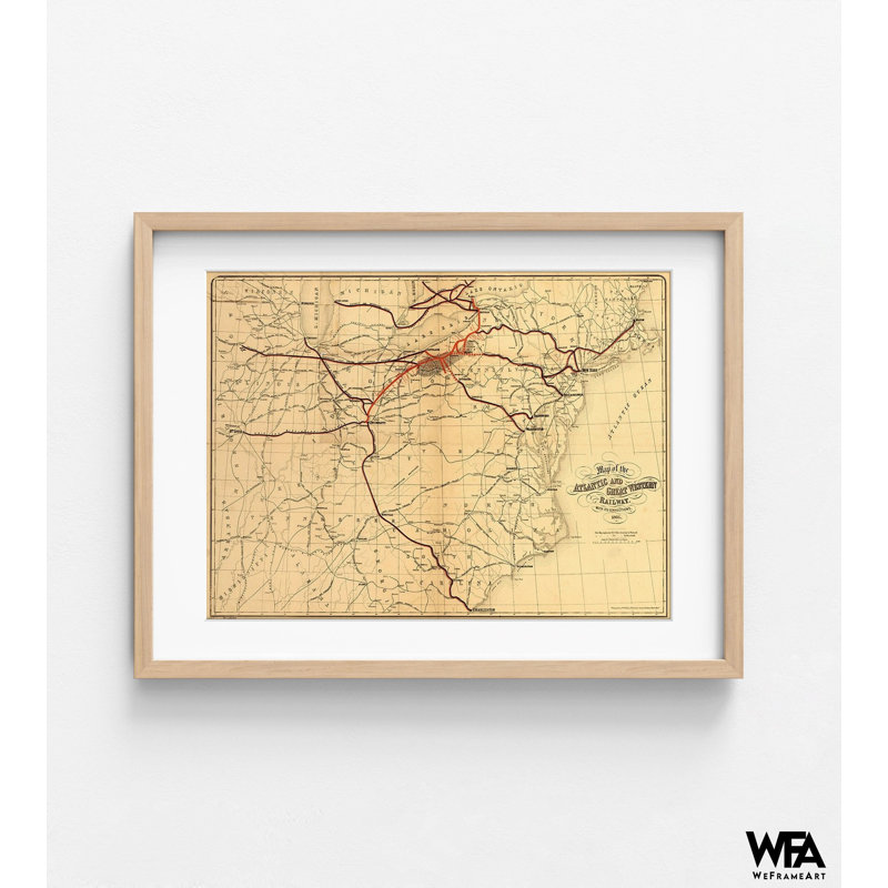 Affiche de chemin de fer atlantique et Great Western, H 8 po x l 10 po, Reproduction encadrée avec passe-partout, Tanné