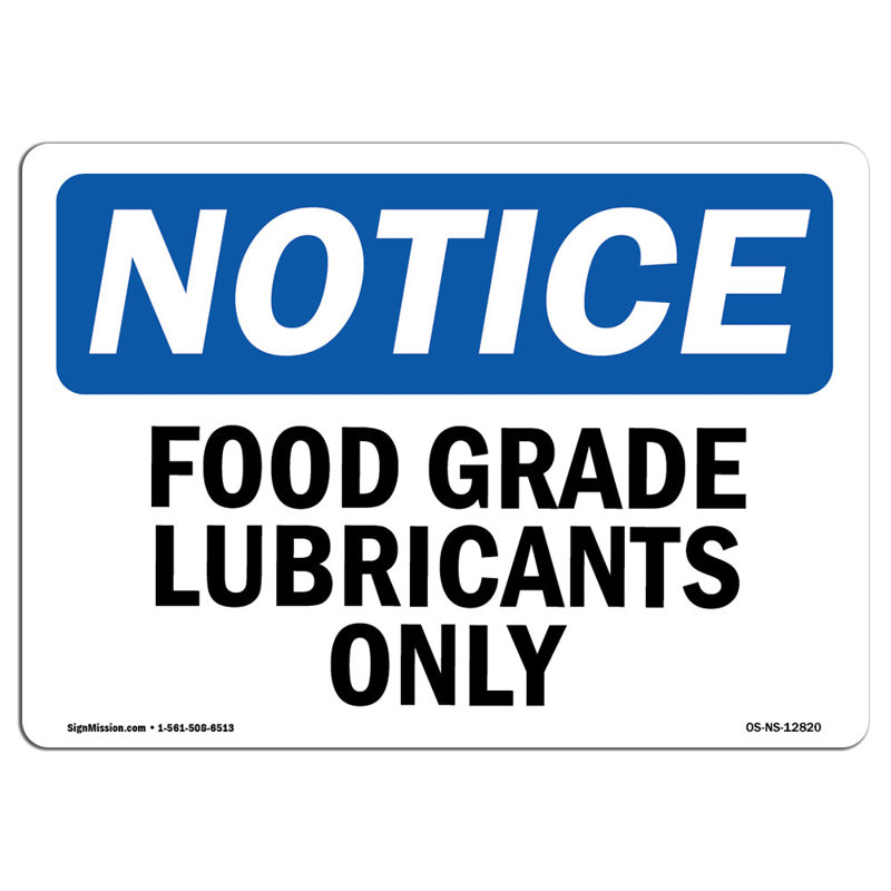 Signe «Food Grade Lubricants Only»