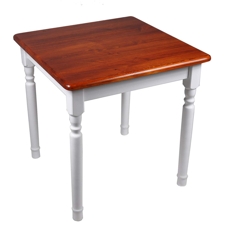 Haruhi Pine Rectangular Unfinished Wood Top Dining Table with Wood Base, Red
