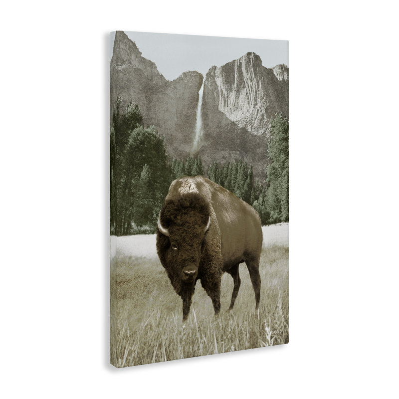 «Bison & Mountain Landscape» par Dan Meneely, H 36 po x l 24 po