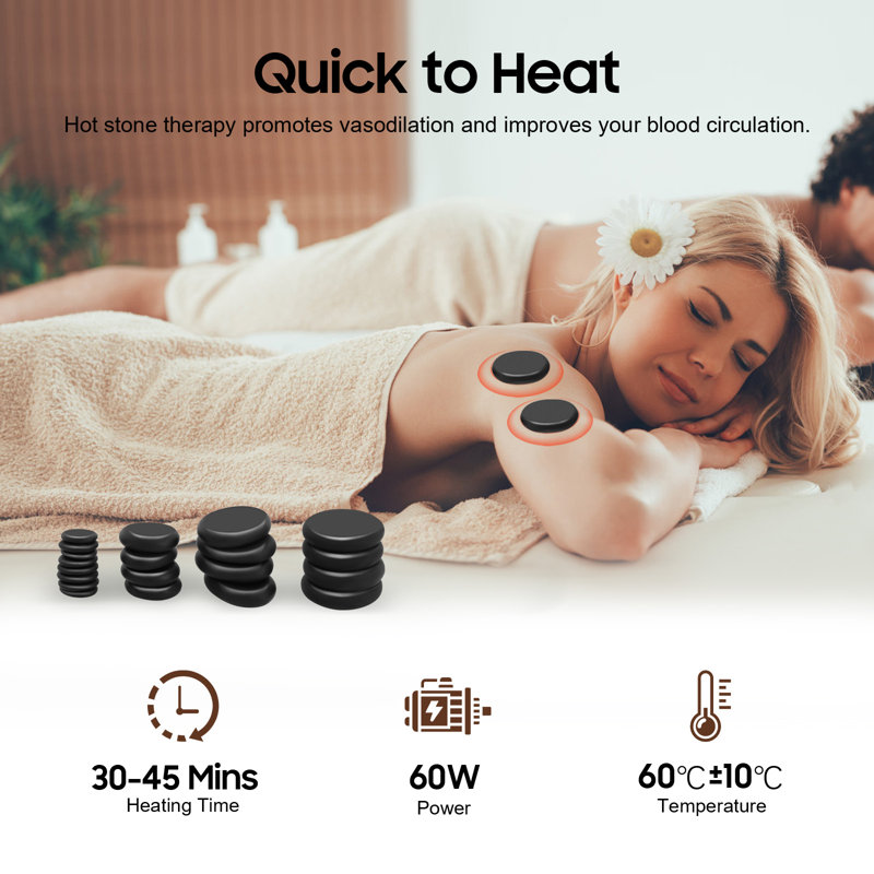 20pcs Basalt Heater Stones with Box