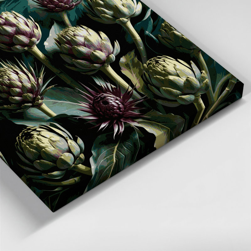 Art mural sur toile, légumes, fleurs et artichauts, H 12 po x l 18 po