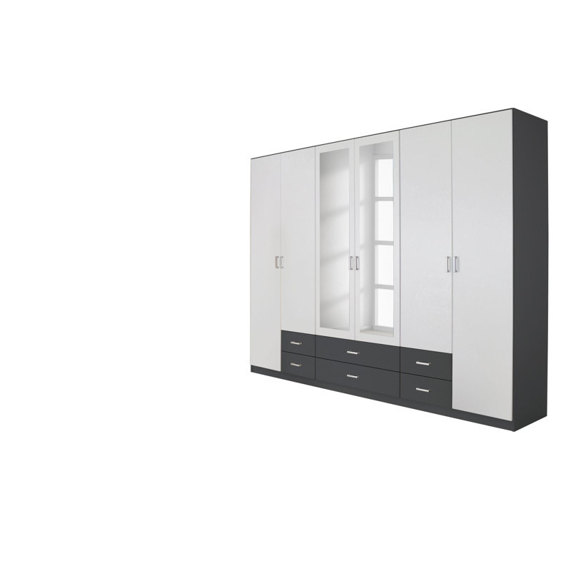 Gamma 6 Door Wardrobe, White/Grey