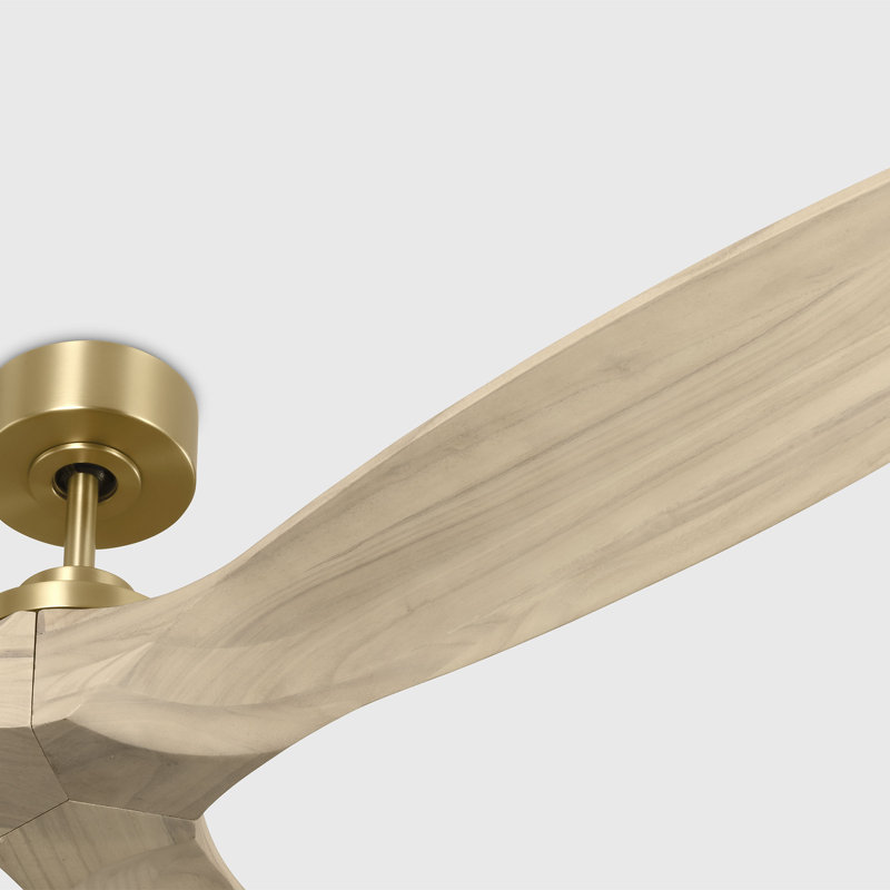  Collins Smart 70 Indoor Ceiling Fan with Threaded Downrod, Washed White Oak blades and Handheld Remote, Burnished Brass
