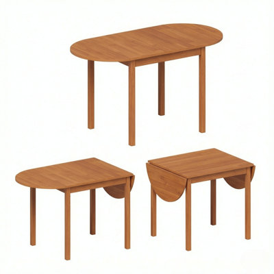 55‑Inch Wooden Drop Leaf Kitchen Table, Space‑Saving Extendable Dining Table in Walnut Finish for Small Spaces
