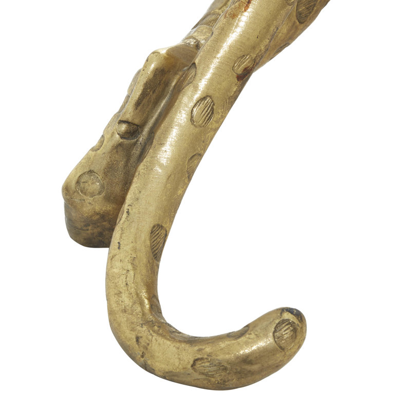 Polystone Leopard Decorative Sculpture, 8" H x 34" W x 8" D, Gold