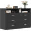 Commode 6 tiroirs, commode tour de rangement moderne et commode 2 casiers ouverts, grand rangement pour la chambre à coucher-492175828