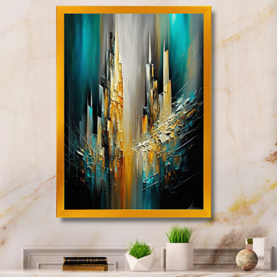 Abstrait géométrique vert et jaune - reproduction sur toile