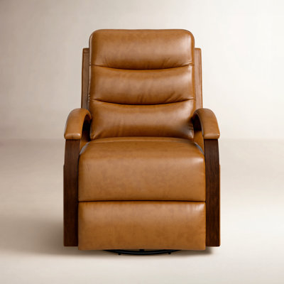 Azilda 29" Genuine Leather Manual Swivel Recliner