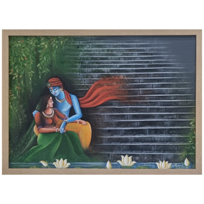 Radha Madhav | Acrylic On Canvas Painting By Avani Mayank Desai | Wood Framed