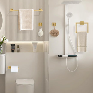 Towel Bar Set, 5 Pieces Bathroom Hardware Set Bathroom Accessories, SUS304 Stainless Steel Towel Racks Holder Set Wall Mounted 23.6 Inch