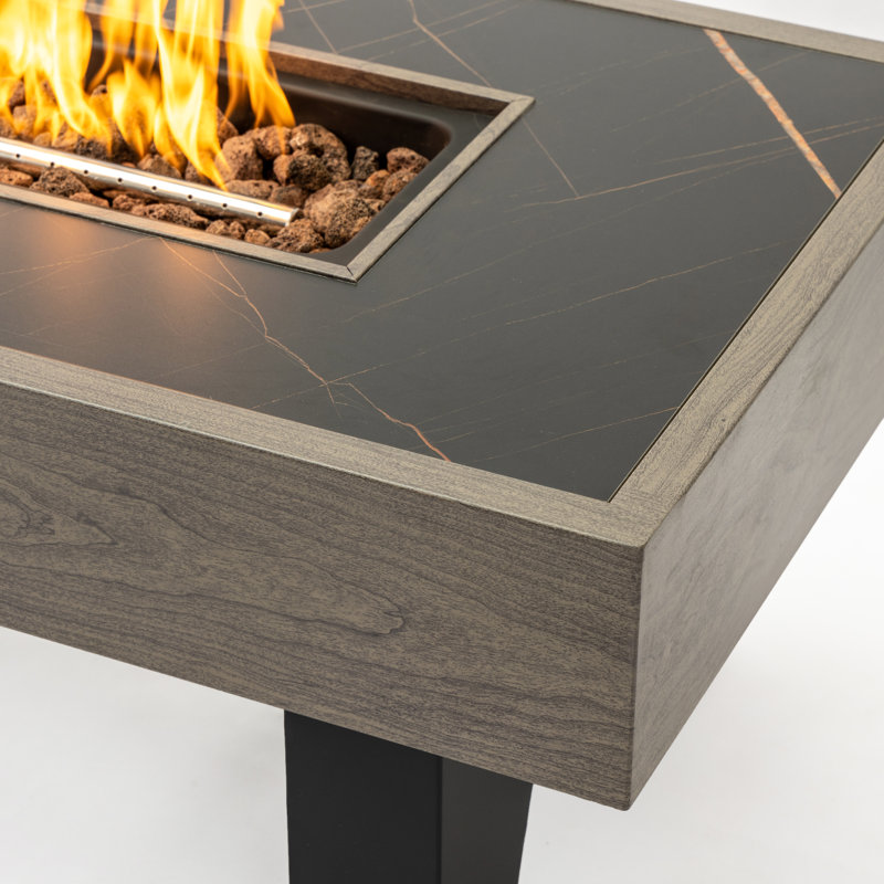 Foyer de table en bois 42 po, Brun / Noir