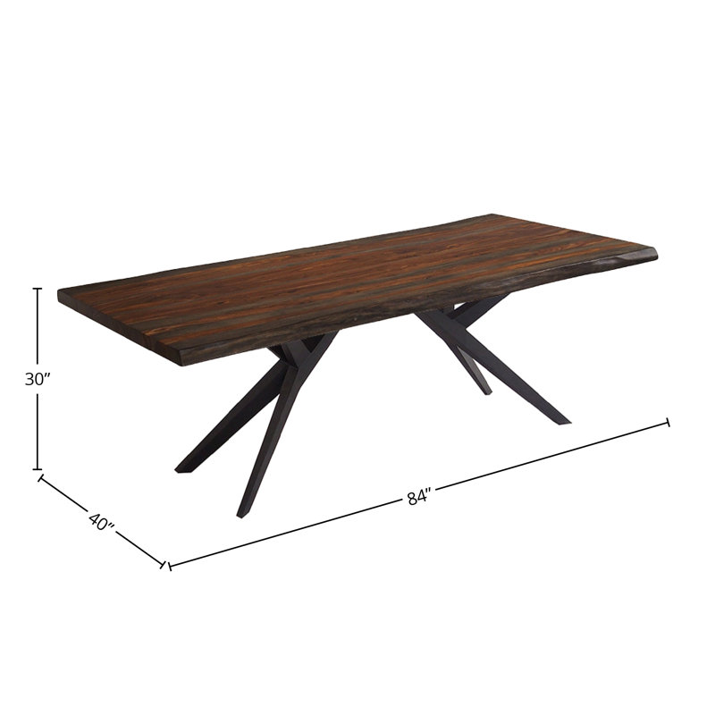 Table de salle à manger Chimereze, H 30 po x L 84 po x l 40 po, Bois de sheesham gris