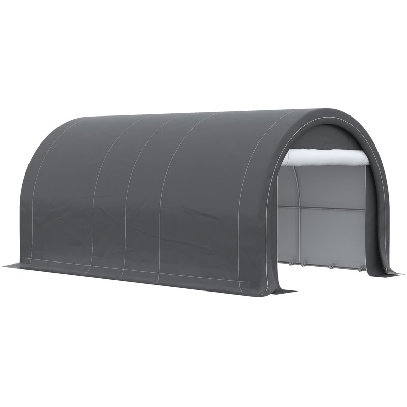 10' X 16' Carport - Heavy Duty Garage Storage Tent With Pe Canopy Cover, Zippered Entrance For Car, Truck, Boat, Motorcycle, Bike, Garden Tools, Outdoor Jobs, Gray Big Zipper Door Operations,