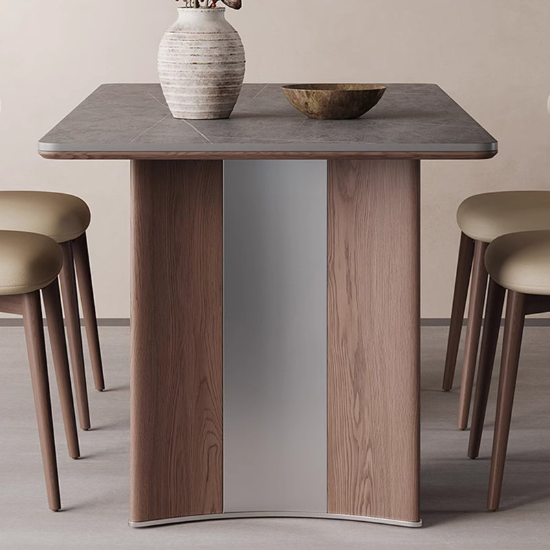 Rectangular solid wood rock slab dining table, 29.52"H x 62.99"L x 31.49"W