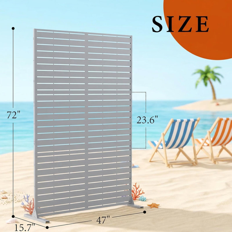 Decorative Garden Privacy Screen with Stand, 183x120cm Large Freestanding Metal Outdoor Divider with Installation Accessories, Trash Can Privacy Fence Screen Panels for Patio, Garden, Pool & Indoor.