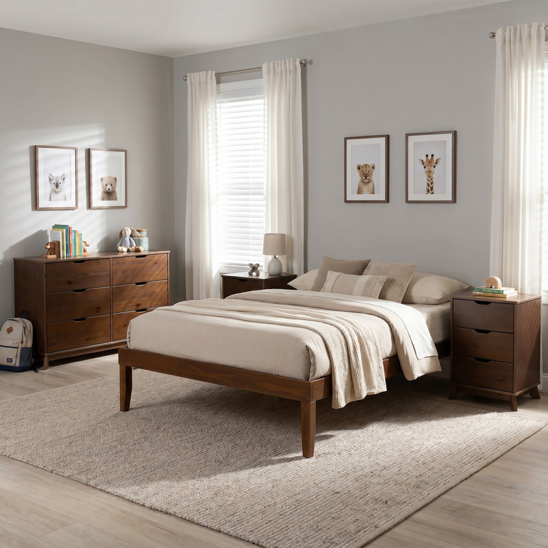 Marialana 4 Piece Bedroom Set, Walnut, Full / Double