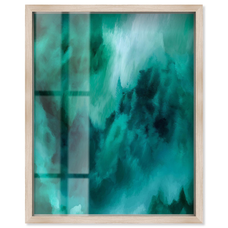 Art texturé bleu sarcelle texturé «I Shadowbox» par Art Remedy, Crème, crème, H 25 po x l 21 po