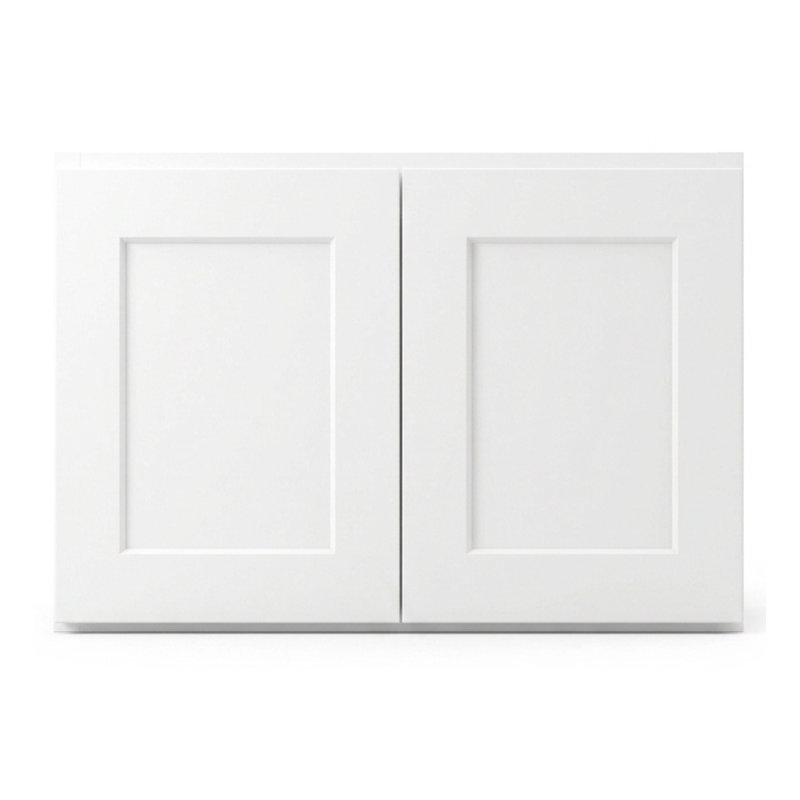 Modern Shaker Solid Wood & Plywood 2-Door 24" Deep Wall Cabinet in White - 21" H, 30" W x 21" H x 24" D
