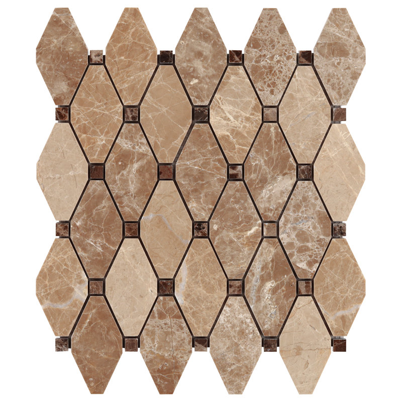Carreau de mosaïque de mur et de plancher en marbre 11,87 po x 13 po diapson, Emparador