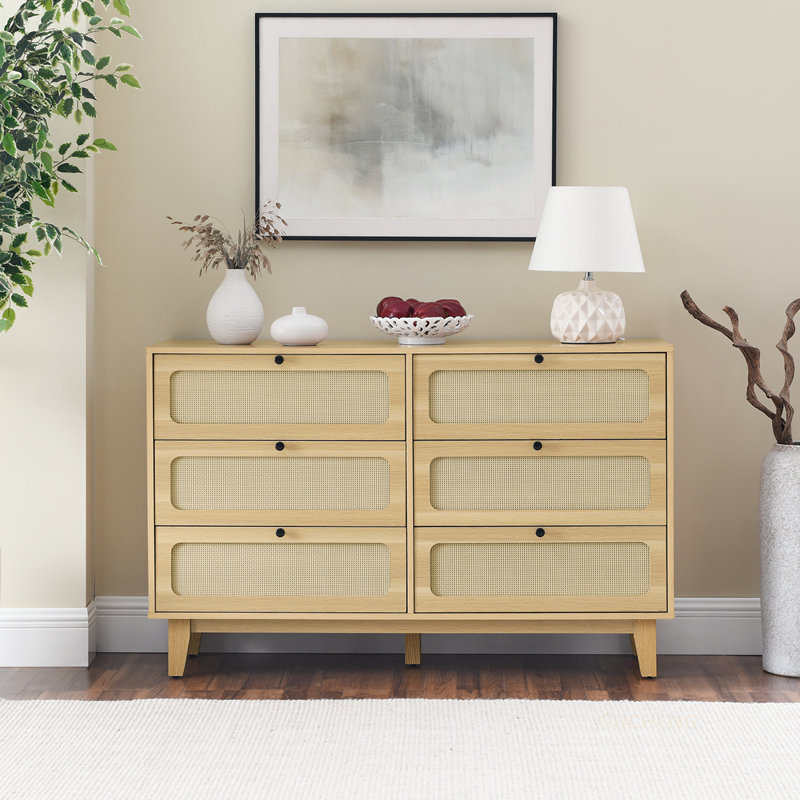 Commode de rangement polyvalente en bois pour la chambre à coucher et le salon, améliorant l'organisation, Naturel, Noir
