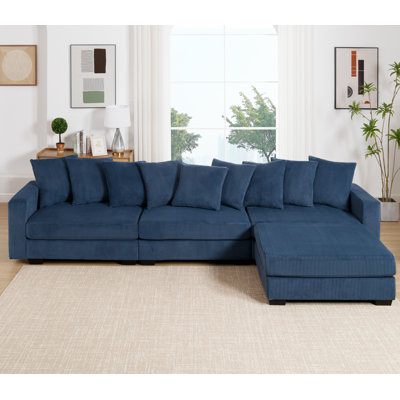 Krahling Oversized 144"W Corduroy Sectional Sofa With Ottoman by Ebern Designs