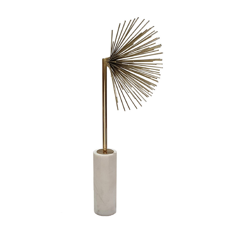 Sunburst Gold Metal Figurine with White Marble Base - 22.5" Tall