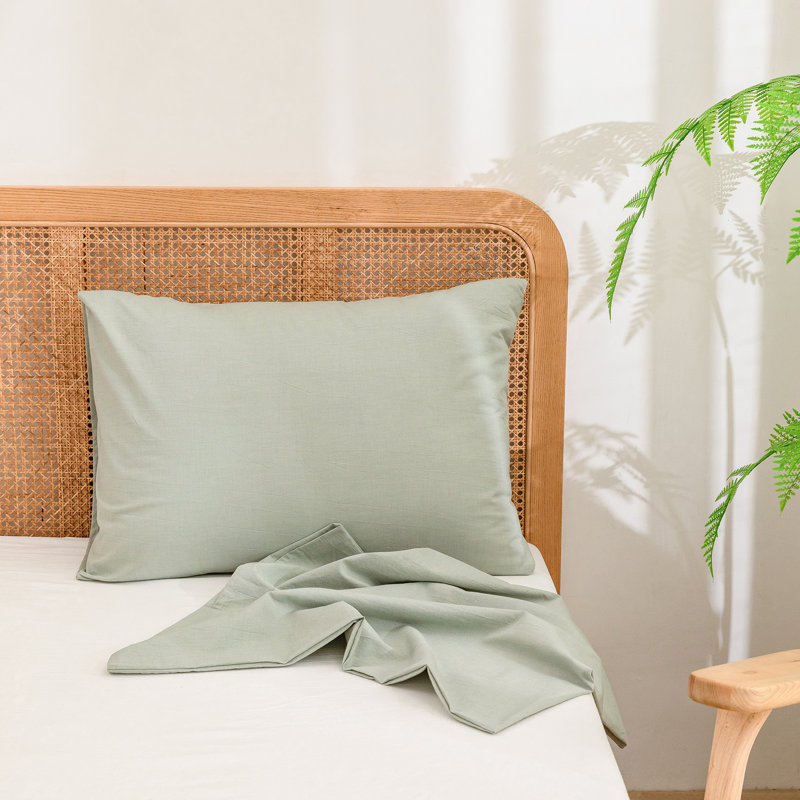 Housse de coussin 100% coton délavé Bestouch, Standard (20 po x 26 po), Vert sauge