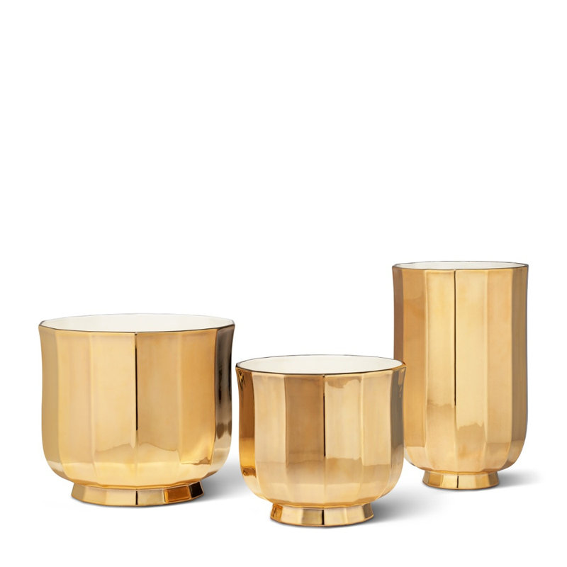 Delmara Ceramic / Porcelain Table Vase, Gold