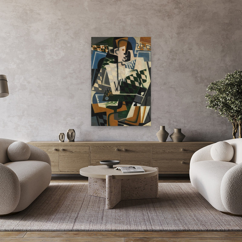 Arlequin à la guitare, 1917 - Estampe d'art mural abstraite contemporaine, 48" H x 32" W