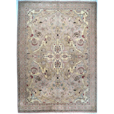 Tapis Agra noué à la main 10 x 14, tapis indien en laine, tapis floral neutre, tapis traditionnel fait à la main, décoration de salon de luxe élégante