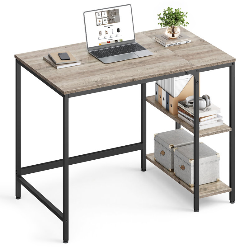 Alaudin Metal Base Computer Desk, Greige/Black